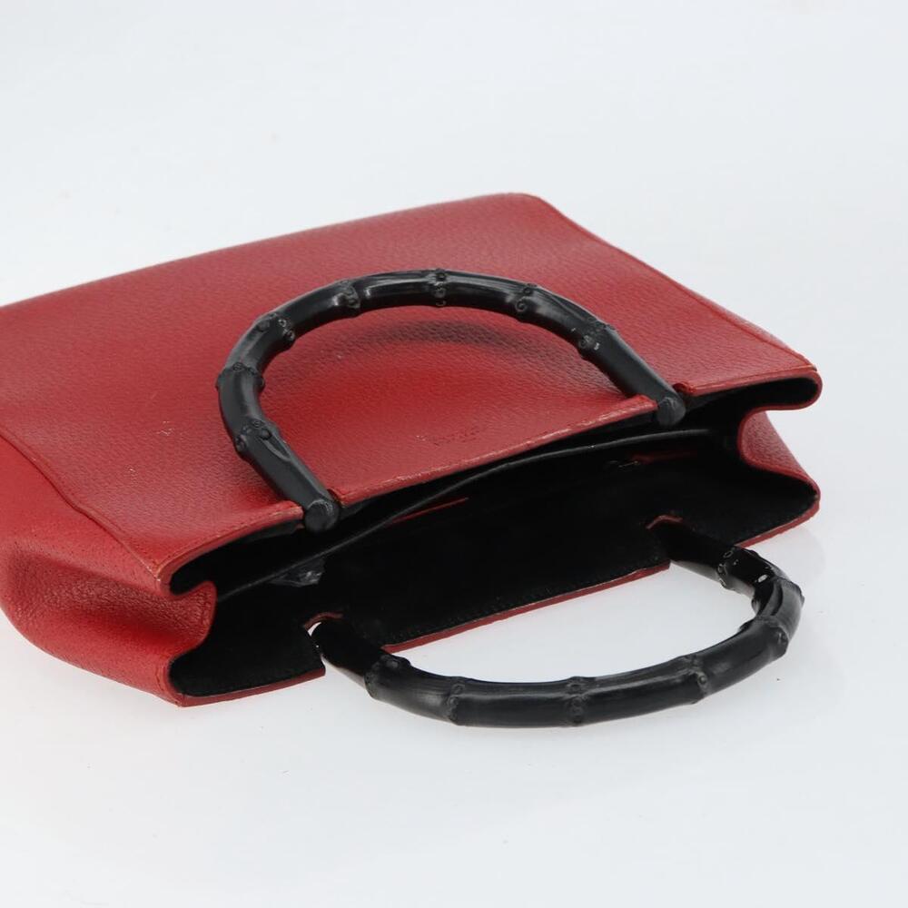 GUCCI Bamboo Hand Bag Leather Red 002 1061 Auth ep12097 - Picture 6 of 16